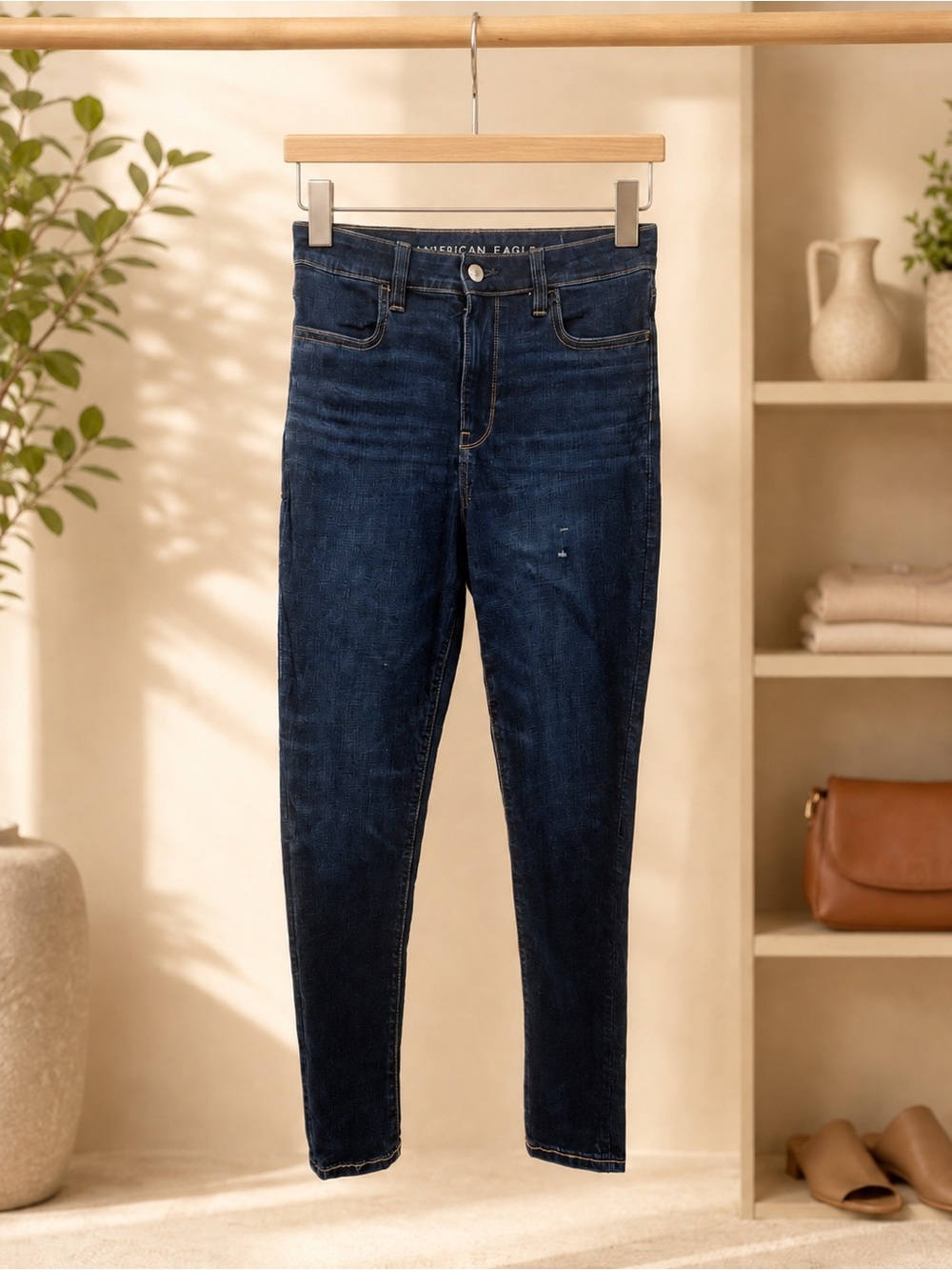 American Eagle Next Level Super High Rise Jegging Dark Ink Jeans 4 Regular